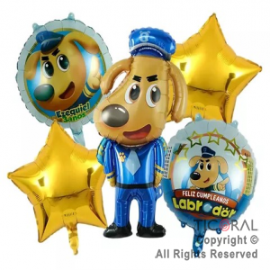 SET DE GLOBOS METALIZADO LABRADOR 5 UNIDADES 